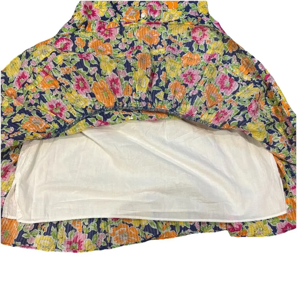 Ralph Lauren Girls Floral Gauzy Tiered Ruffled Maxi Dress Spaghetti Straps 6X